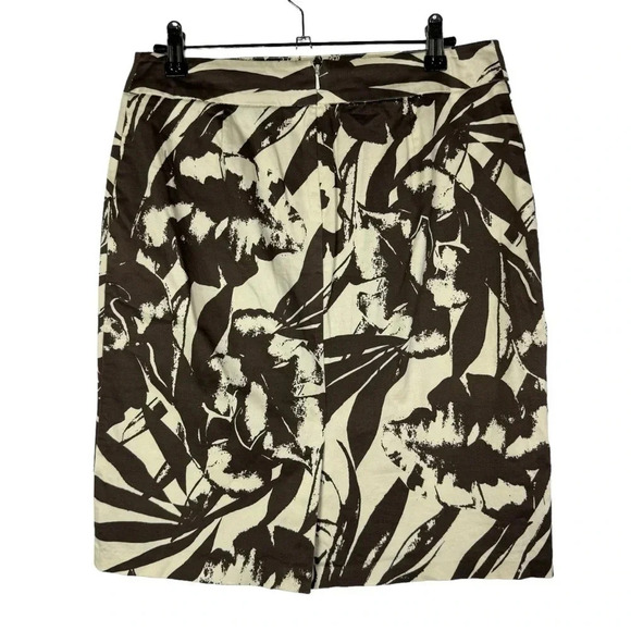 New York & Company Brown & White Floral Knee Length Pencil Skirt 4 - Picture 2 of 4